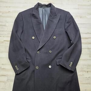 Ermenegildo Zegna Black Wool Cashmere Blend Dress Coat Made in Italy 46